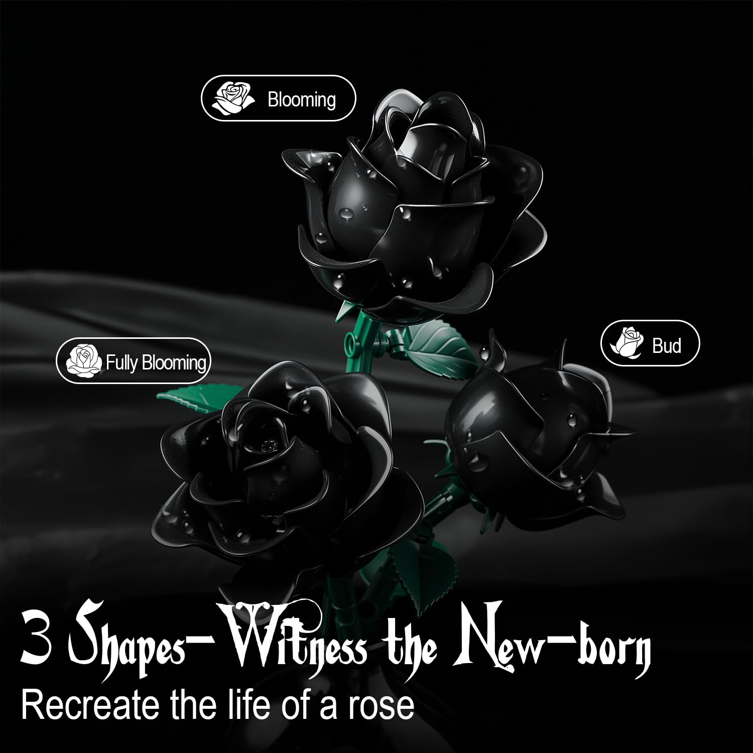 Gohero Black Roses Building Set gift-ready packaging for a unique present.