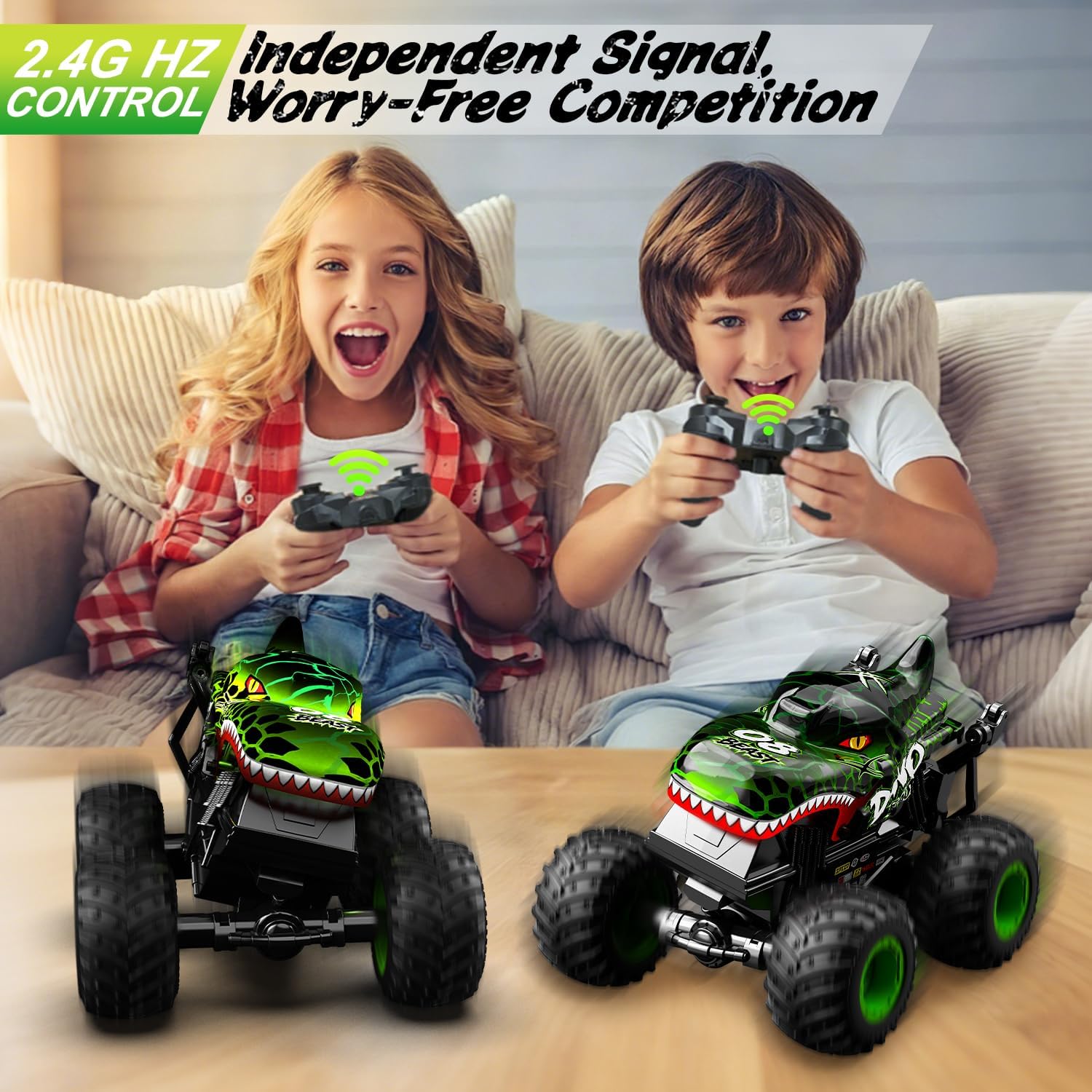 Gohero dinosaur-themed RC truck inspires imaginative adventures.