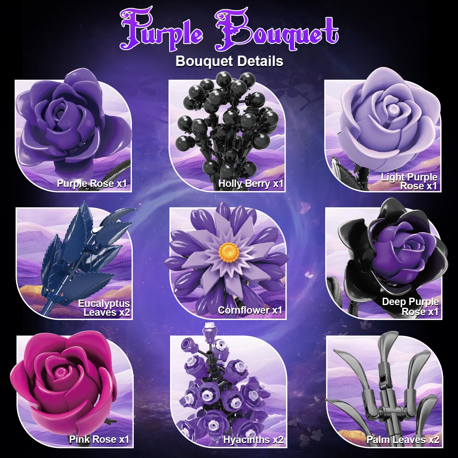 Gohero Gothic flowers with adjustable stems for customized bouquet styling.