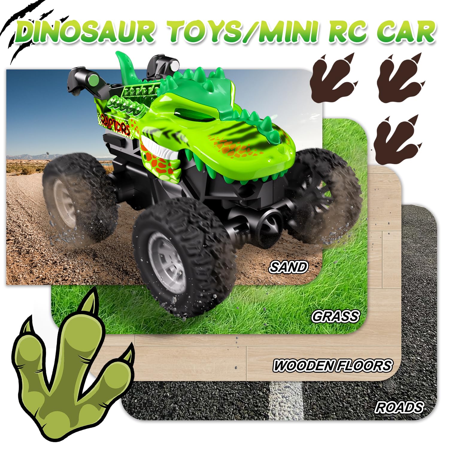 Gohero Monster Trucks alloy body offers durable, collision-resistant design.