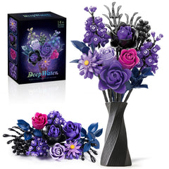 Gohero Purple Roses Building Blocks Set close-up of lifelike roses for durable, fade-proof decor.