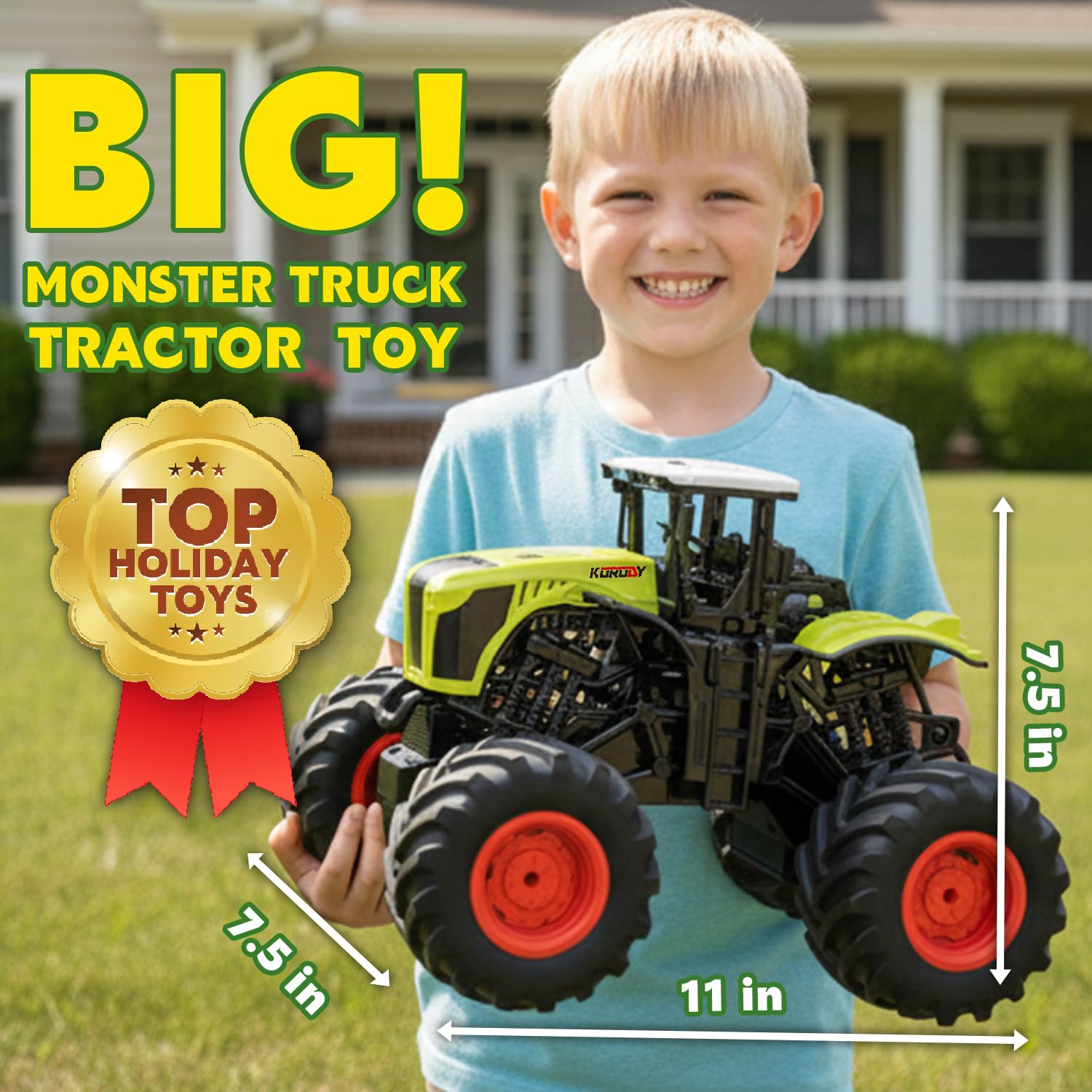 Gohero RC monster truck tractor rear view shows reverse lights and sounds.