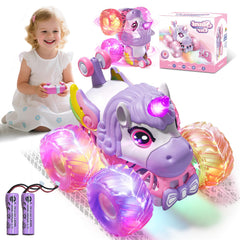 Gohero unicorn monster truck pink side view showing a friendly design for kids