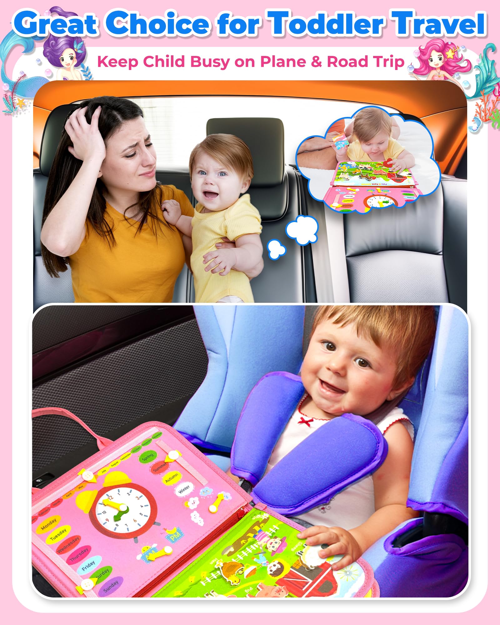 Gojmzo Busy Board zippers improve finger dexterity and problem-solving during daily play.