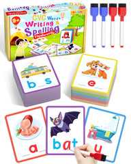 Gojmzo CVC flash cards set front view with words and pictures for phonics practice