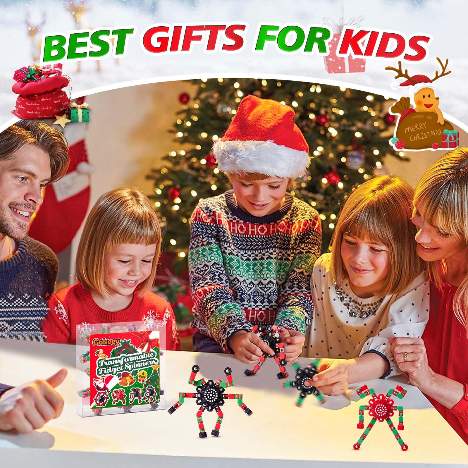 Gokeey Christmas fidget spinner green supports sensory play on the go