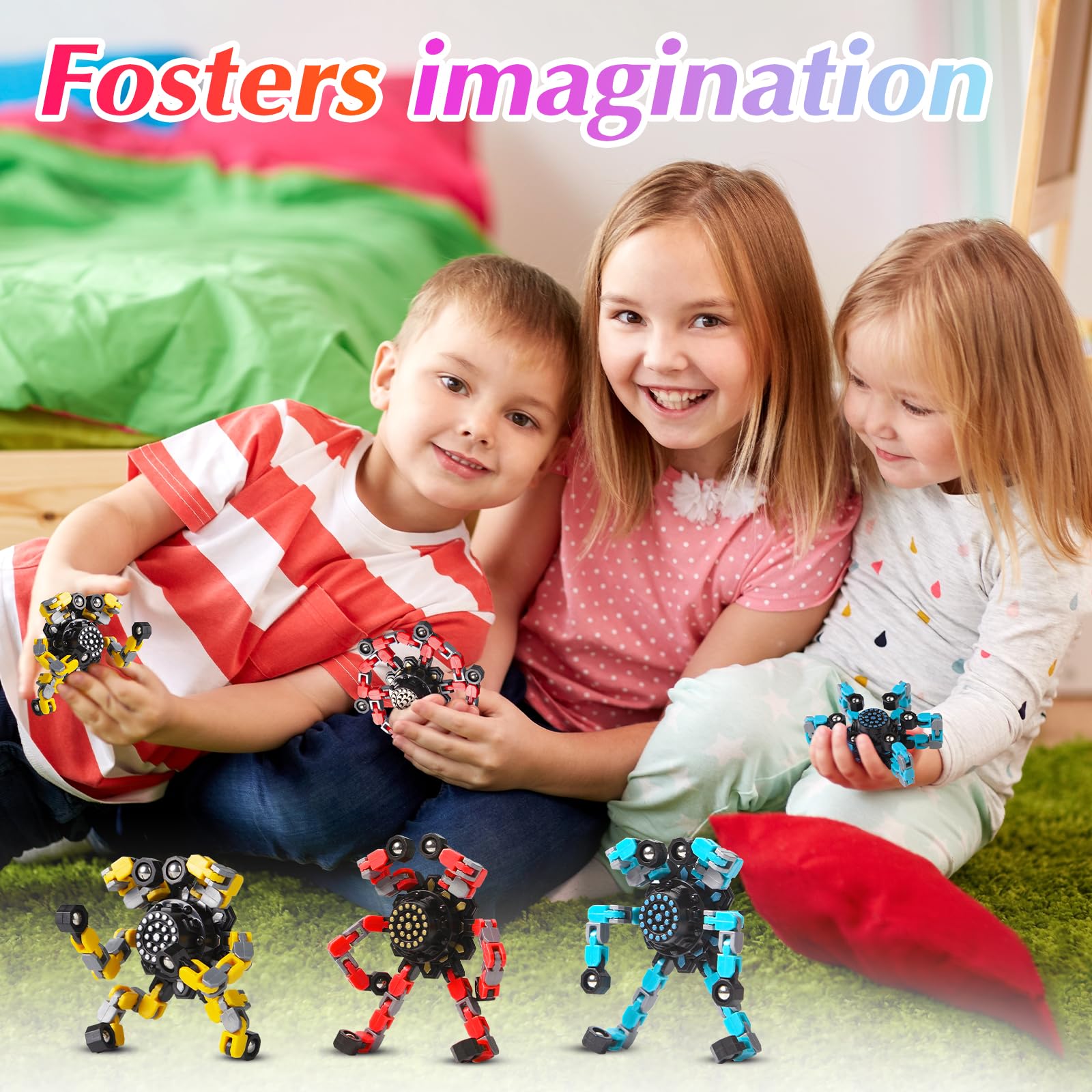 Gokeey purple transformable fidget spinner with deformable chains for creative shapes.