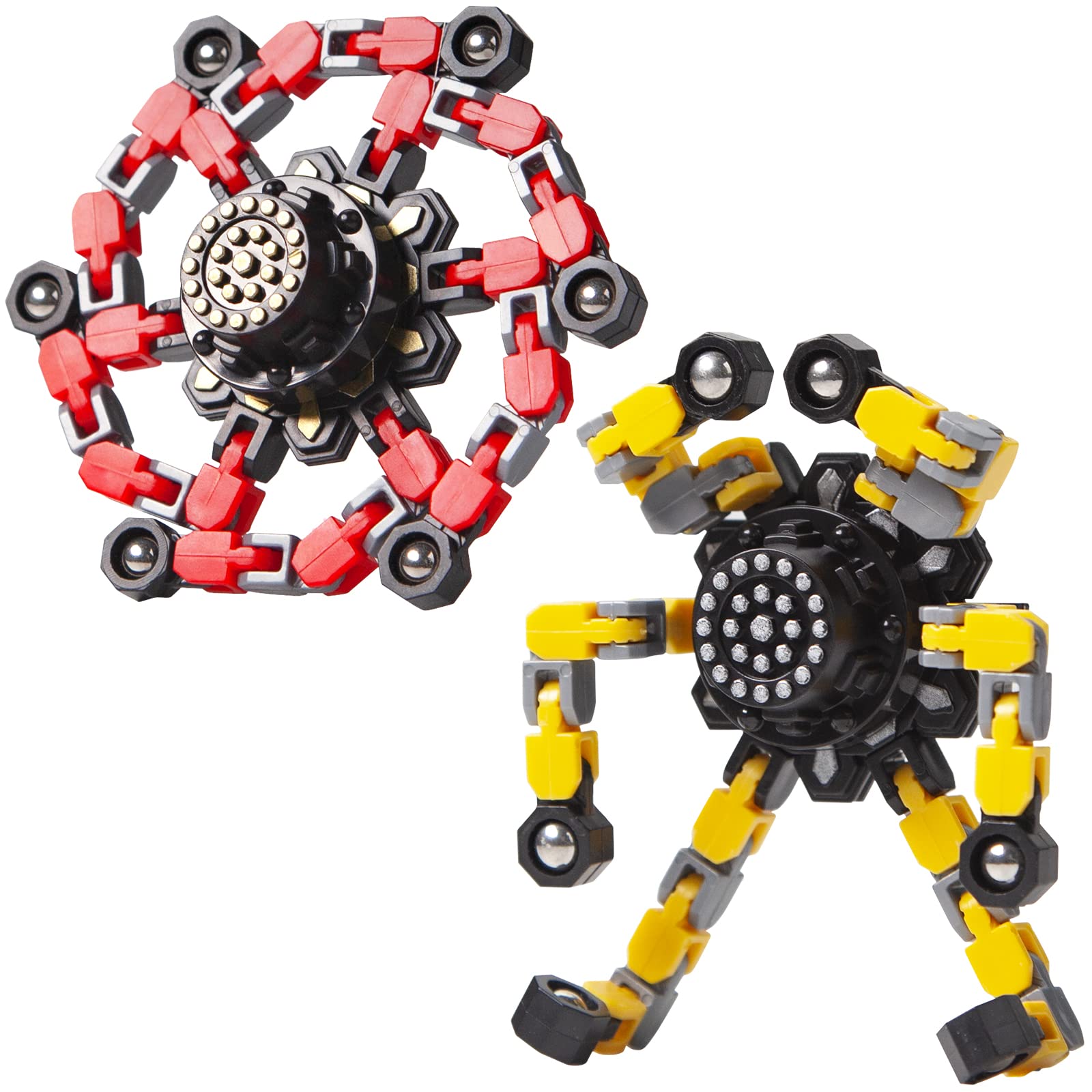 Gokeey transformable fidget spinners in red and yellow offer tactile focus for calm moments.