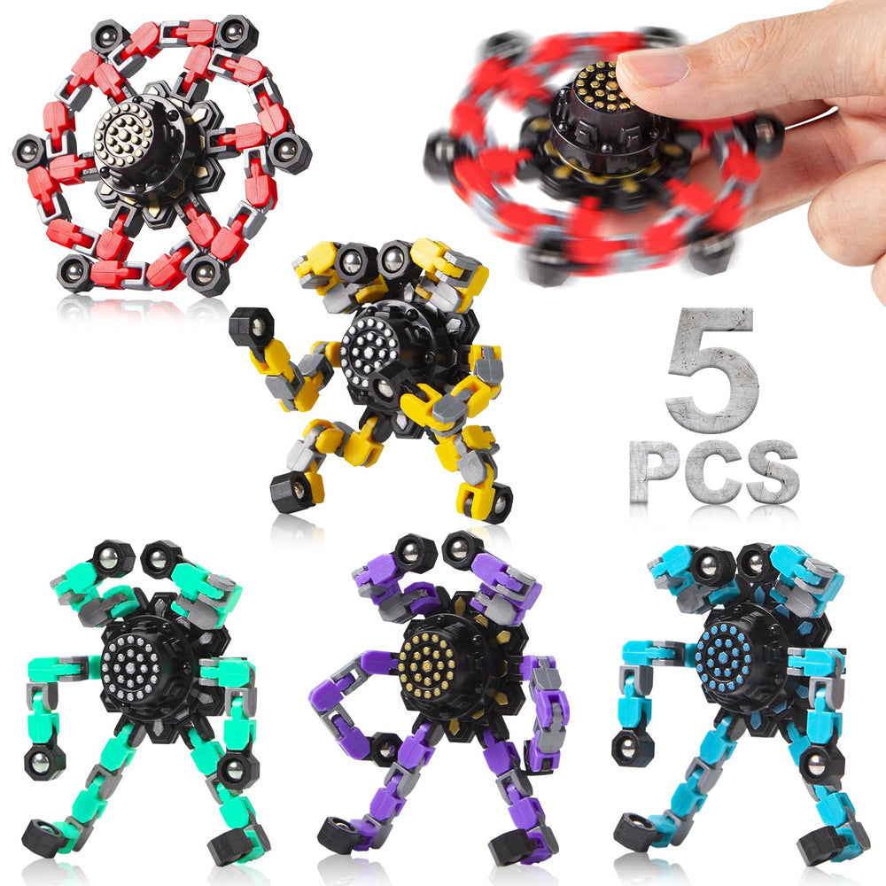 Gokeey transformable finger gyro red spins smoothly for focus and calm moments.
