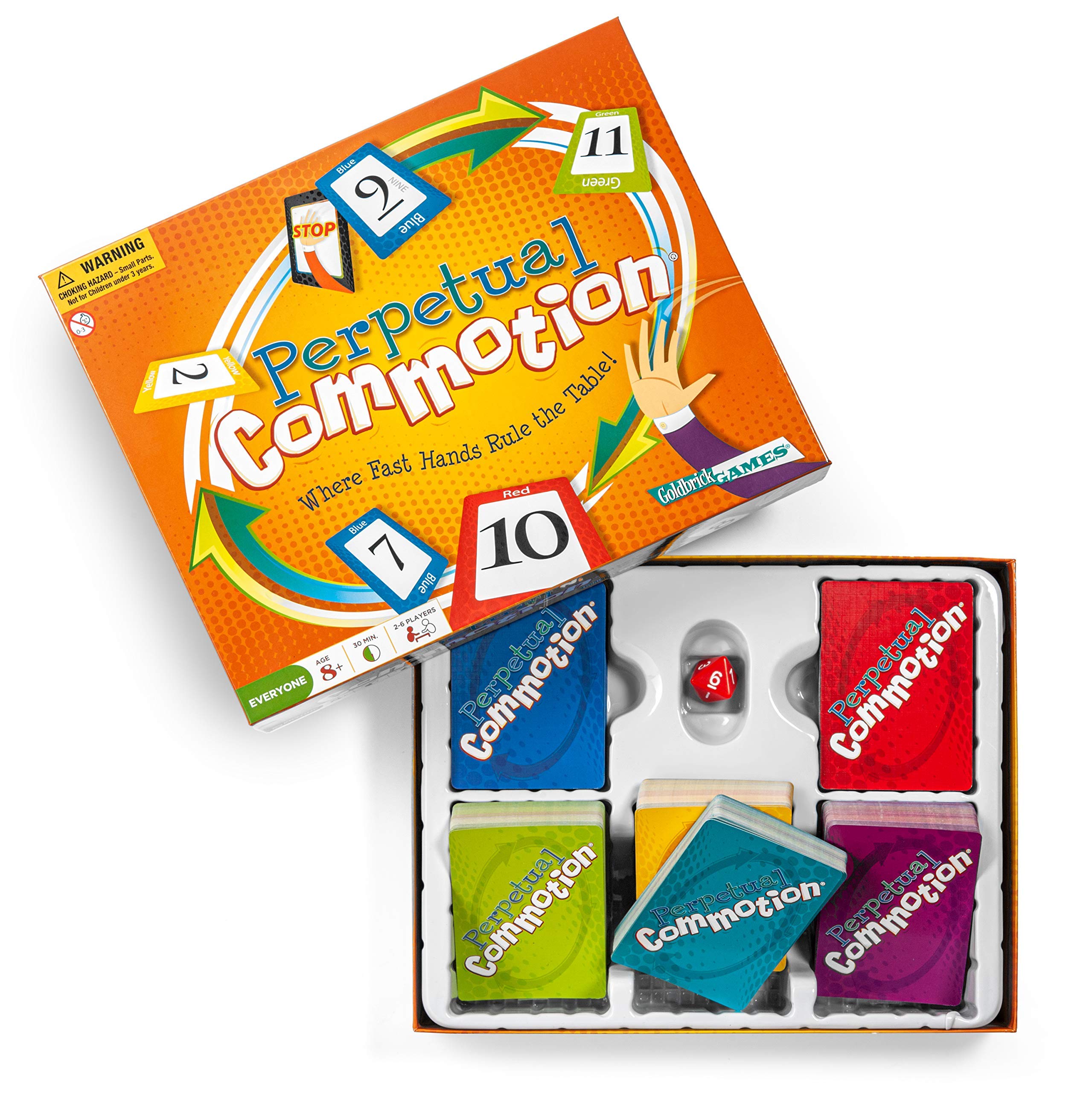 Center arena chaos showcases simultaneous card tossing for high-energy game nights.