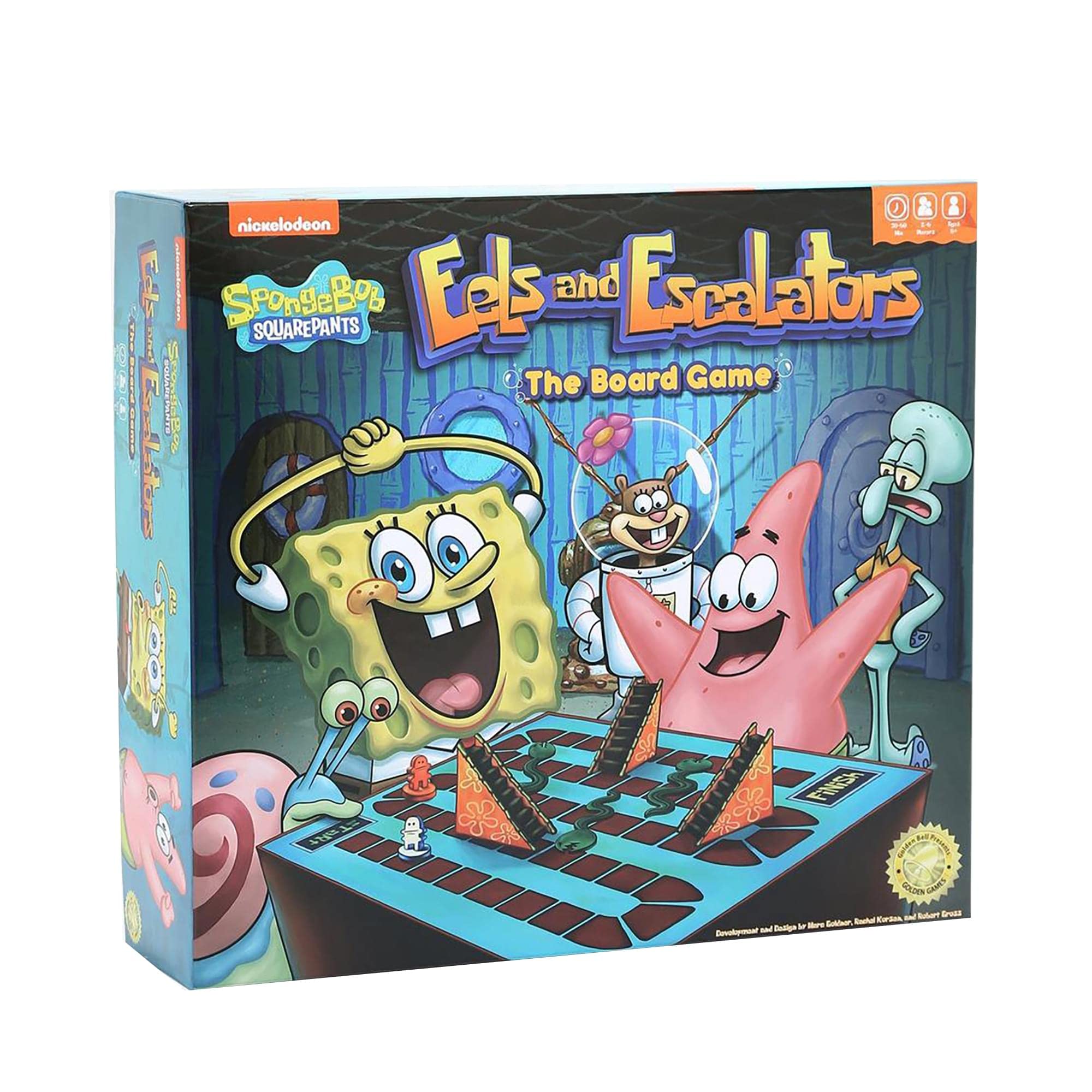 Golden Bell Studios SpongeBob Eels and Escalators board game cover boosts family game night appeal.