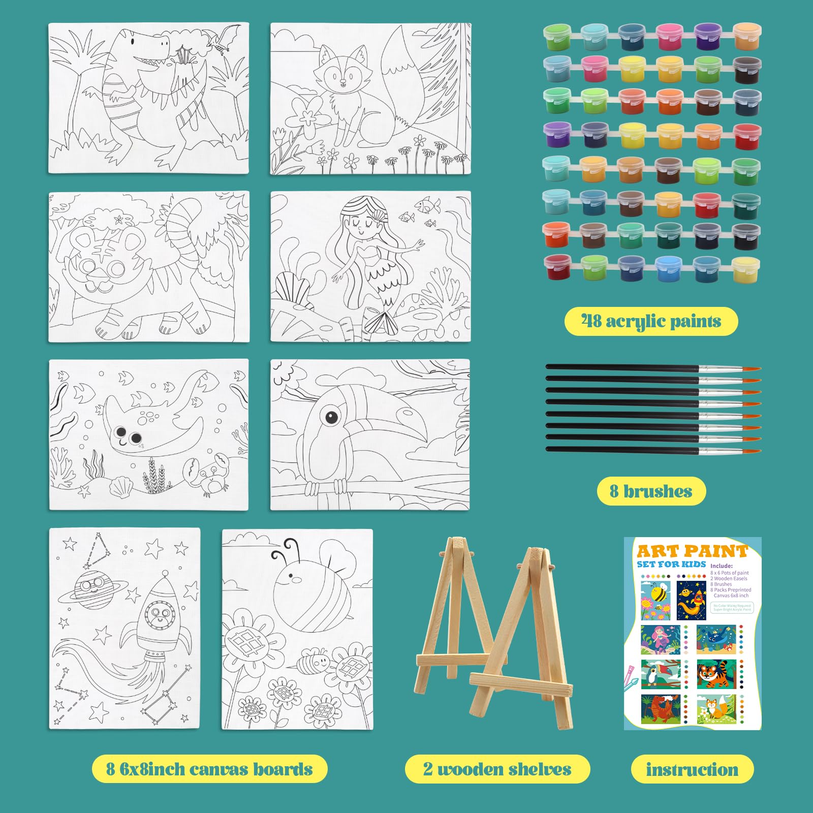 Goldentime 48 paints set enables vibrant color options for kids
