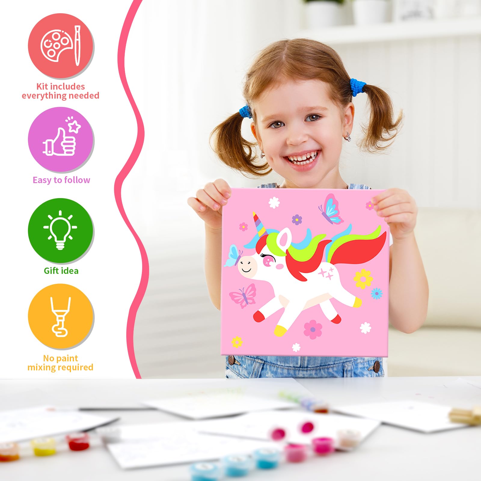 Goldentime Kids Paint by Number Kit featuring 17 paints for bright creativity