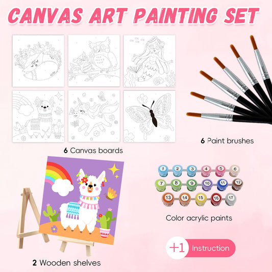 Goldentime Kids Paint by Number Kit showing six brushes for precise strokes