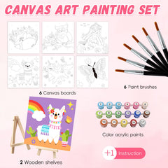 Goldentime Kids Paint by Number Kit showing six brushes for precise strokes