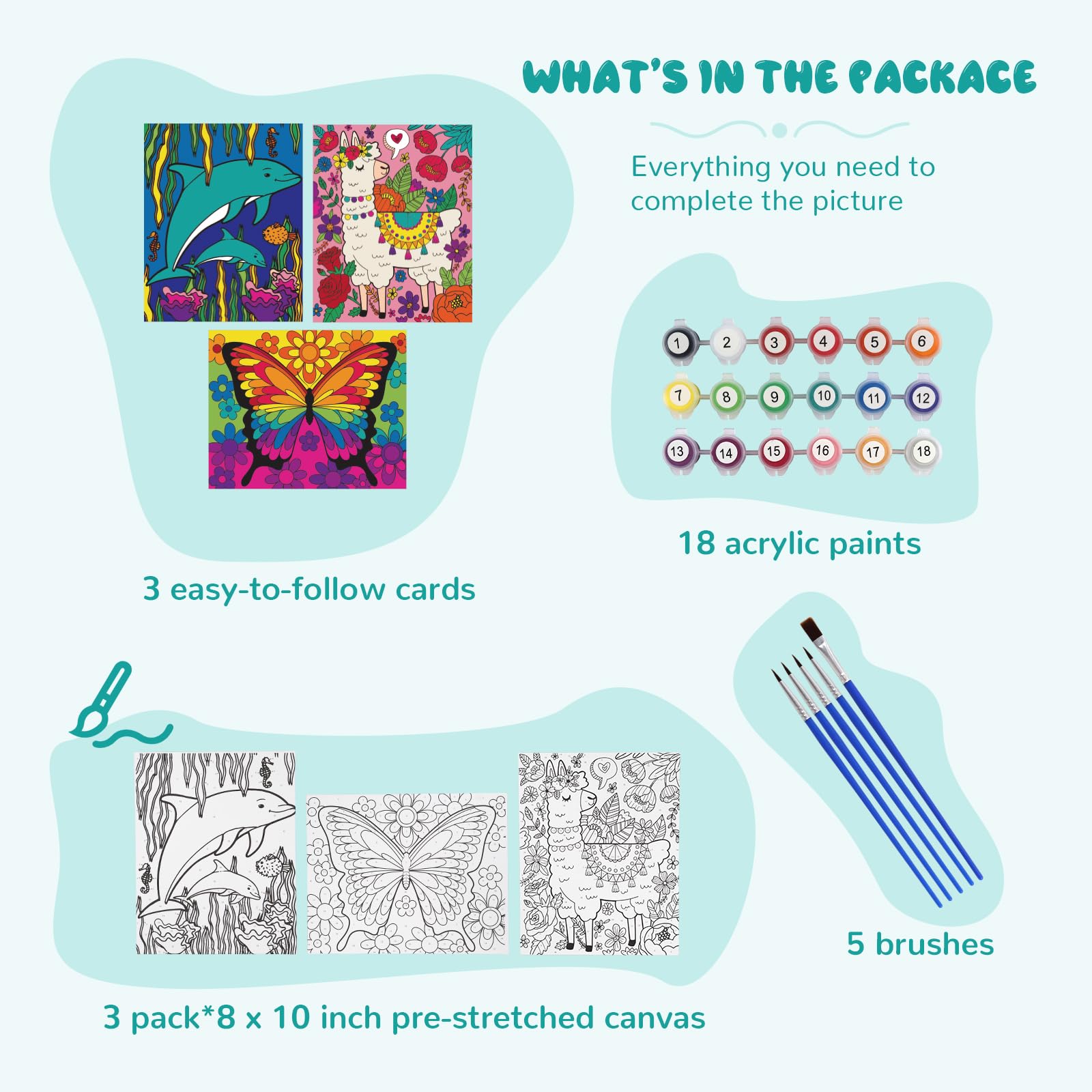 goldentime dolphin canvas kit for engaging, easy-to-follow painting