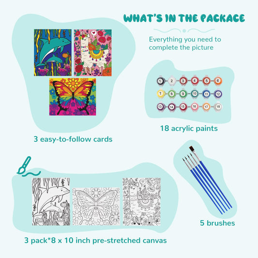 goldentime dolphin canvas kit for engaging, easy-to-follow painting