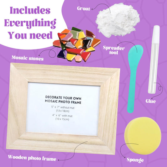 Goldentime mosaic frame kit glue bottle and tools ready to craft