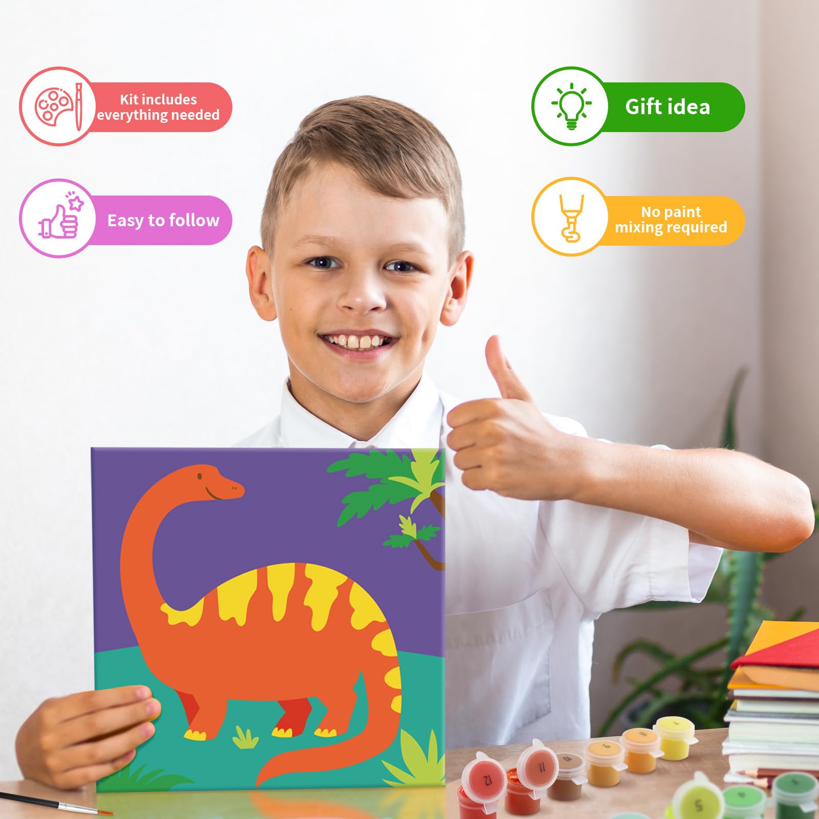 Goldentime paint by numbers owl canvas for kids, enhancing patience and fine motor skills