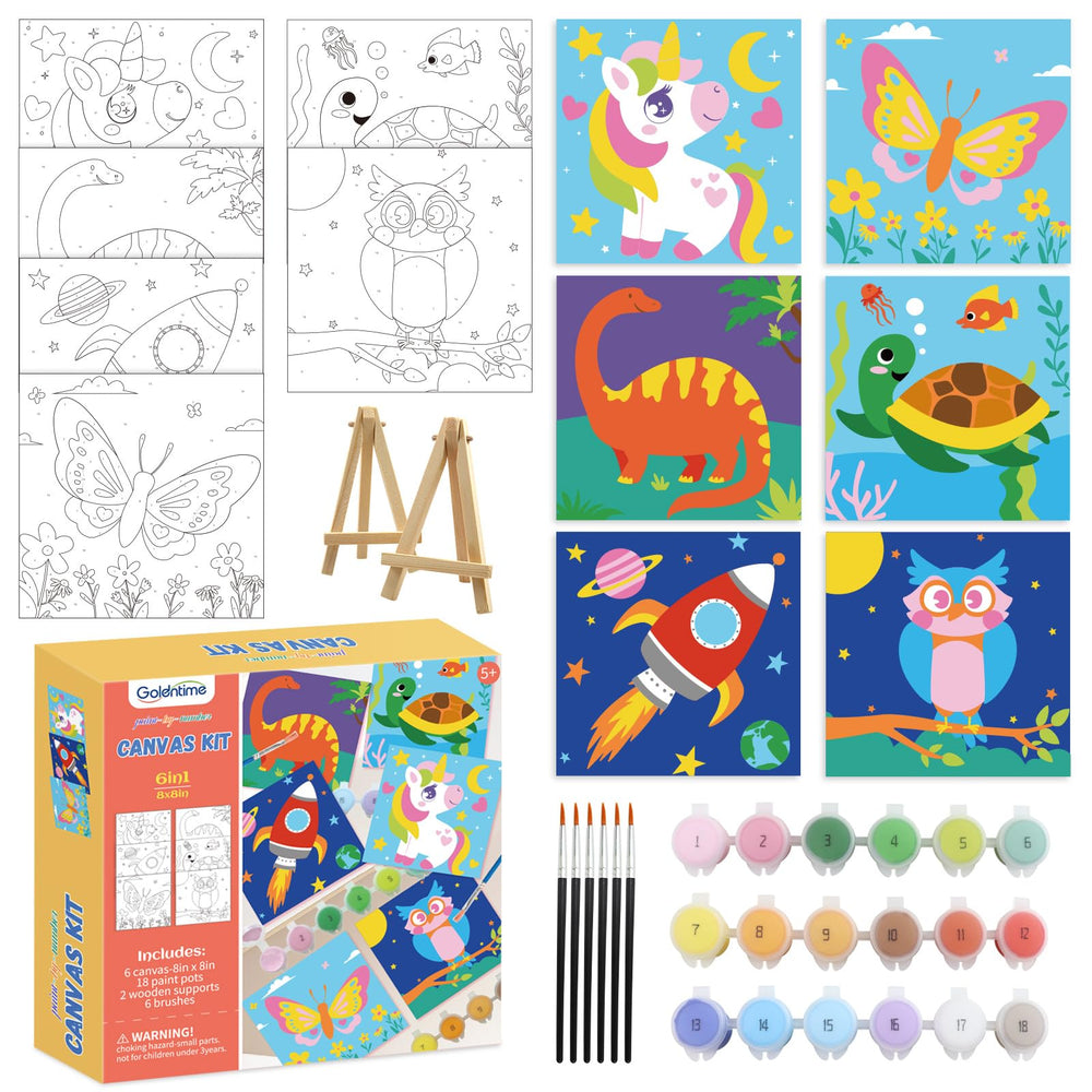Goldentime paint by numbers unicorn canvas for kids, boosting creativity and focus during coloring
