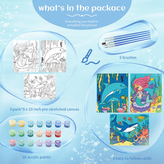 Goldentime shark canvas 8x10 framed guides with numbers for easy, confidence-boosting painting sessions.