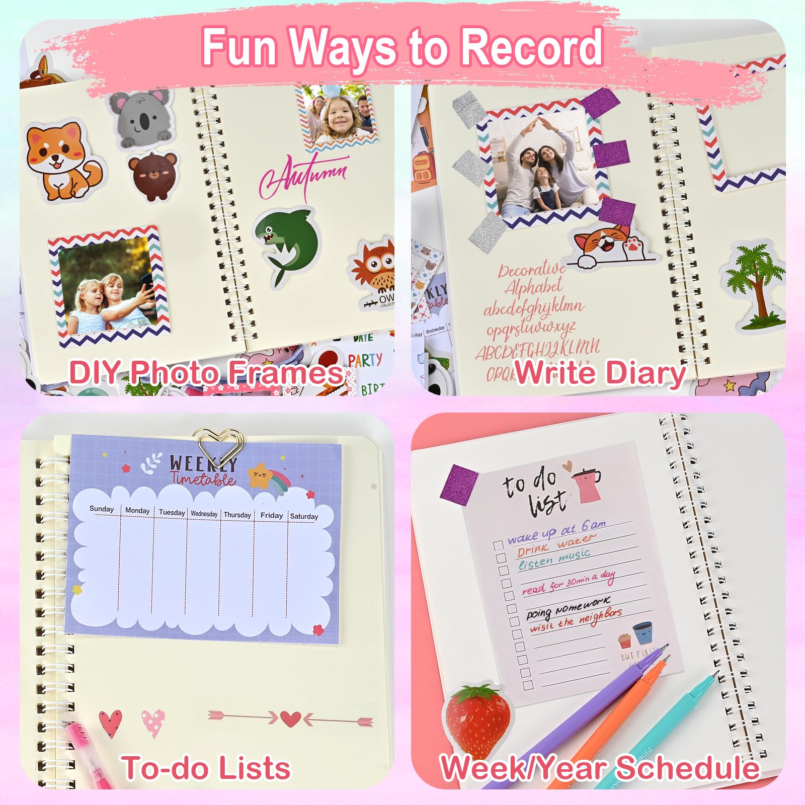 Goldge 109-piece planner notes section demonstrates daily to-dos and weekly planning.
