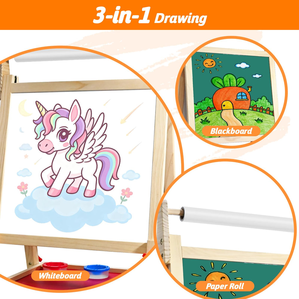 Goldge 3-in-1 easel magnetic magnets and letters for learning through art.