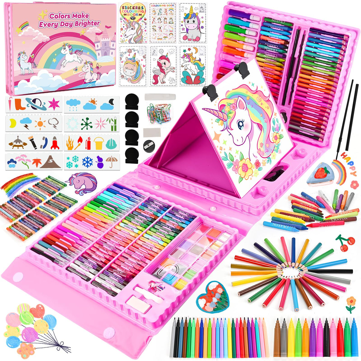 Goldge kids art set with full kit and easel for creative sessions