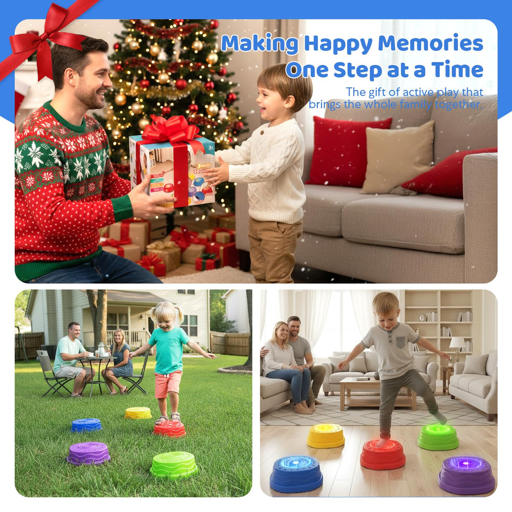 Goldium stepping stones battery-powered lights synchronize for cohesive play