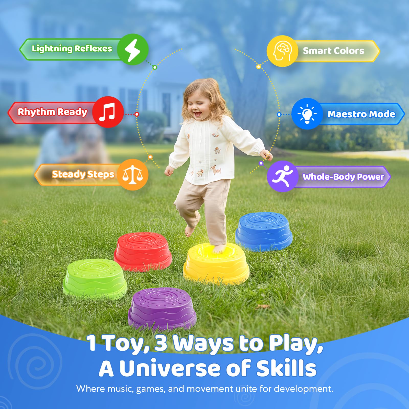Goldium stepping stones suitable for indoor or outdoor toddler activities