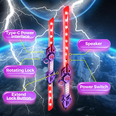 Golfli light up saber for kids, purple color-changing modes for multisensory fun.