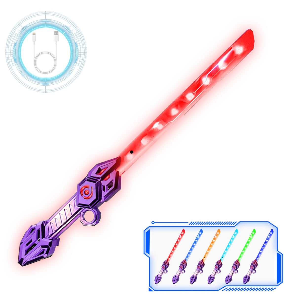 Golfli light up saber for kids, purple extended blade for dynamic pretend battles.