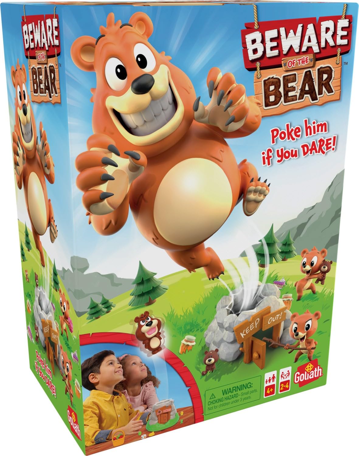 Goliath Beware of the Bear: die roll cue for sneaking a goodies in a lighthearted challenge.