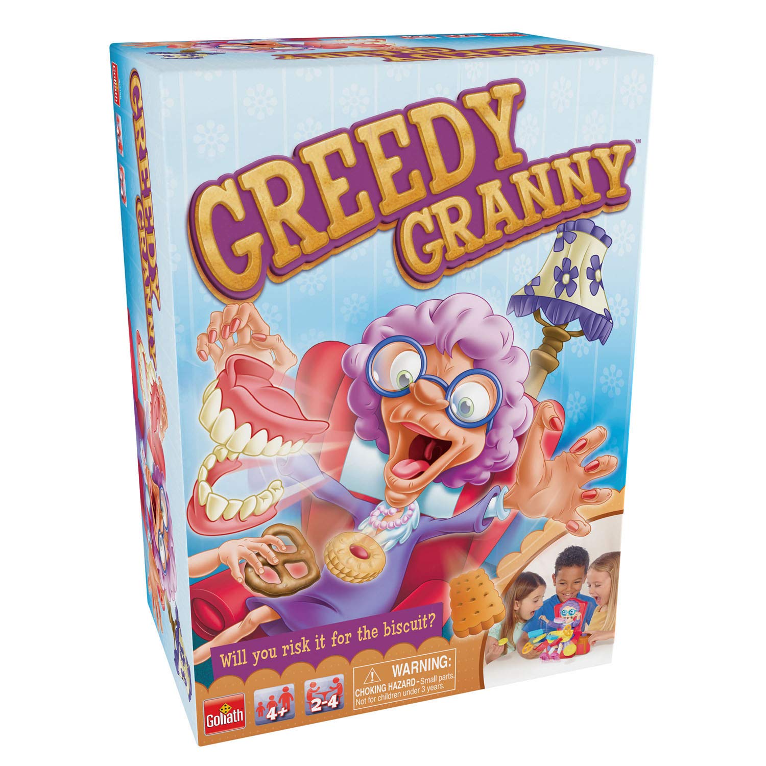 Goliath Greedy Granny chair button triggers a wobble for suspense