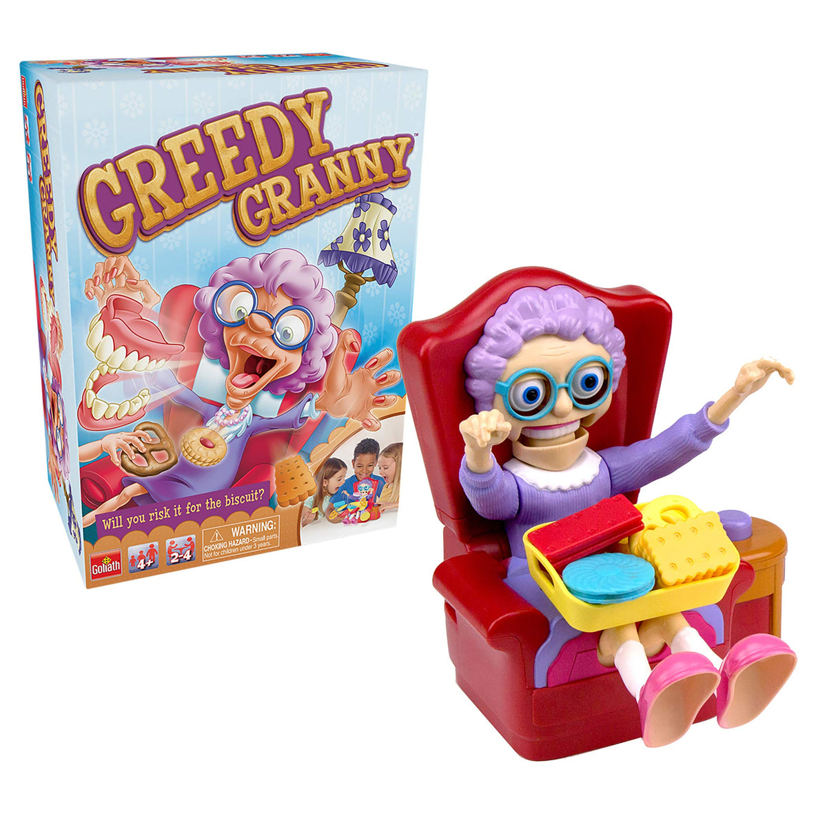 Goliath Greedy Granny treats on Granny's tray ready to swipe