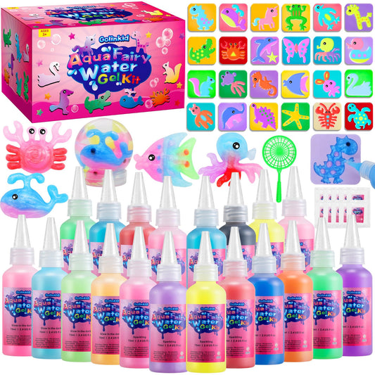 Golinkid Magic Water Elf bottle assembly shows colorful gel pieces for imaginative play