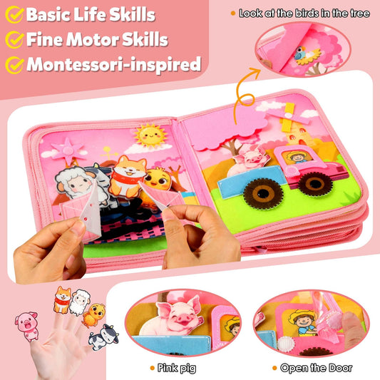 GOLIYEAN Montessori Busy Book farm activity page enhances fine motor skills and farm life recognition