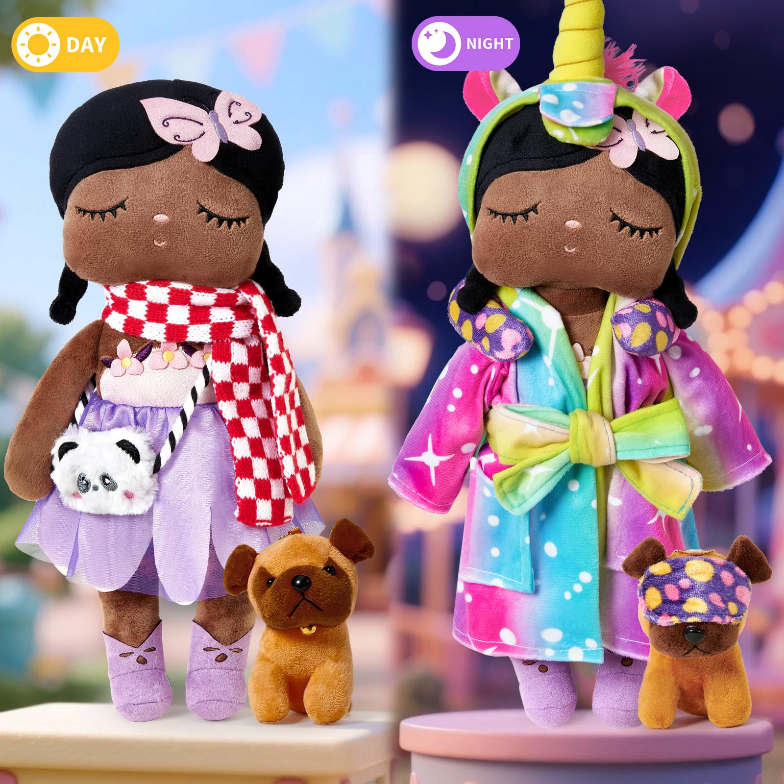 Golray baby doll clothes with red scarf for daytime adventures.