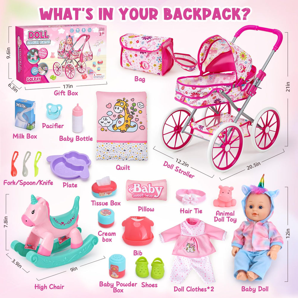 Golray baby doll with dress-up outfits and accessories for storytelling