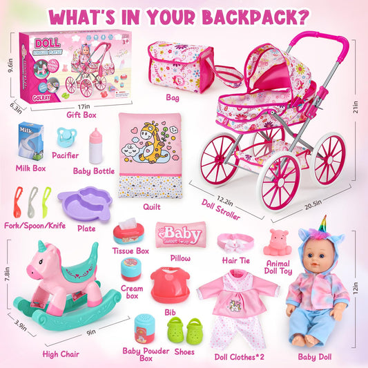 Golray baby doll with dress-up outfits and accessories for storytelling