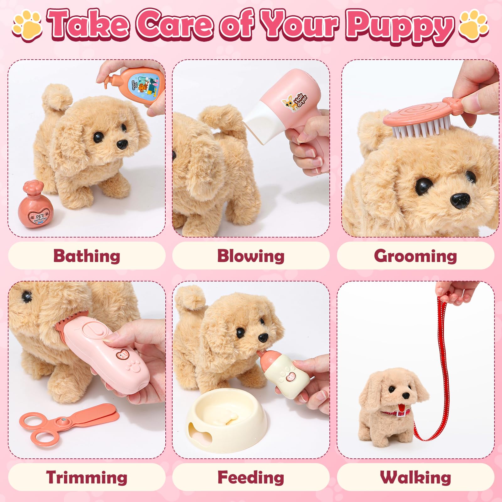 Golray pet care set with bottle and kennel for realistic grooming.
