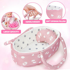 Golray doll bottle and nipple shown for nurturing feeding play.