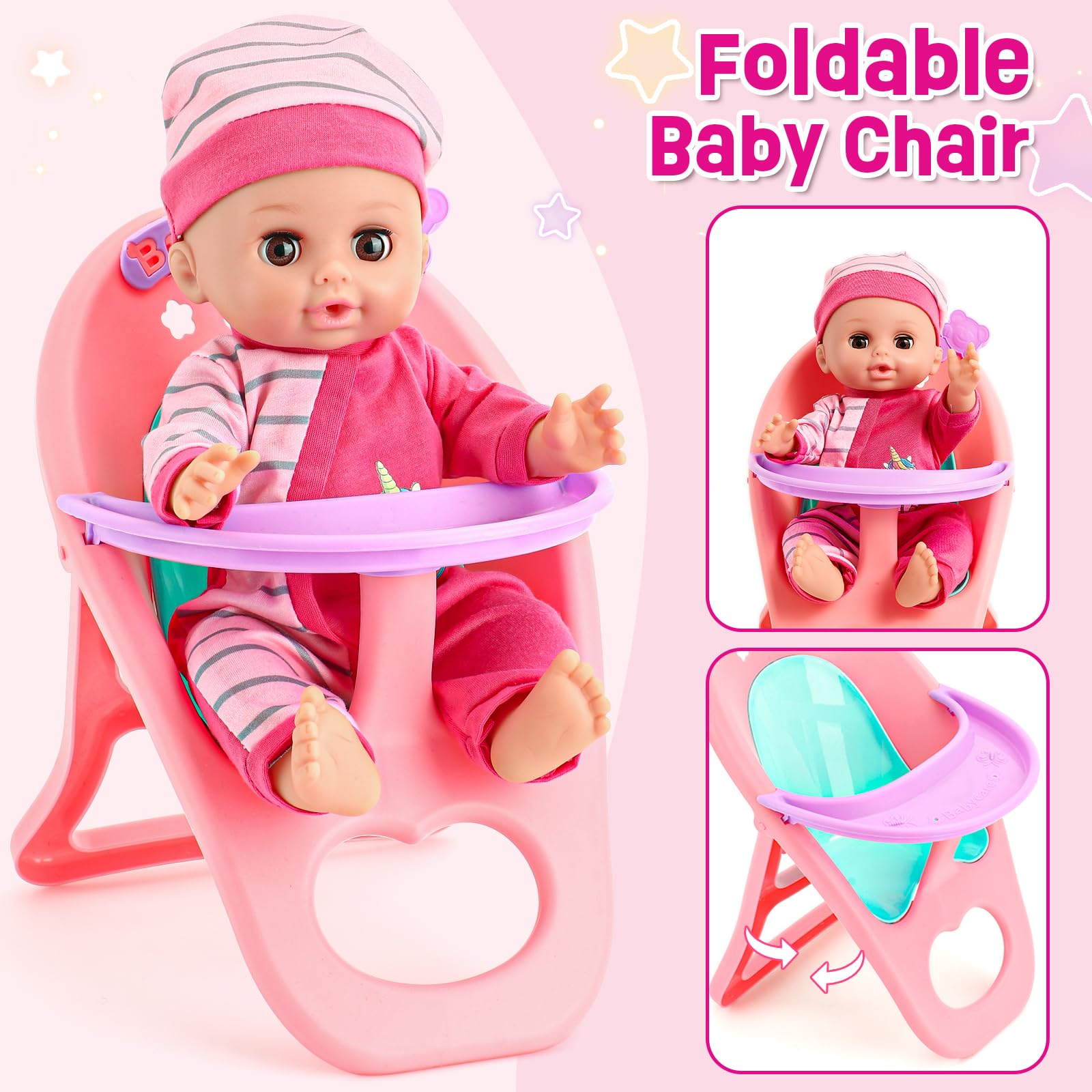Golray doll drinks water and wets diaper for lifelike care play.
