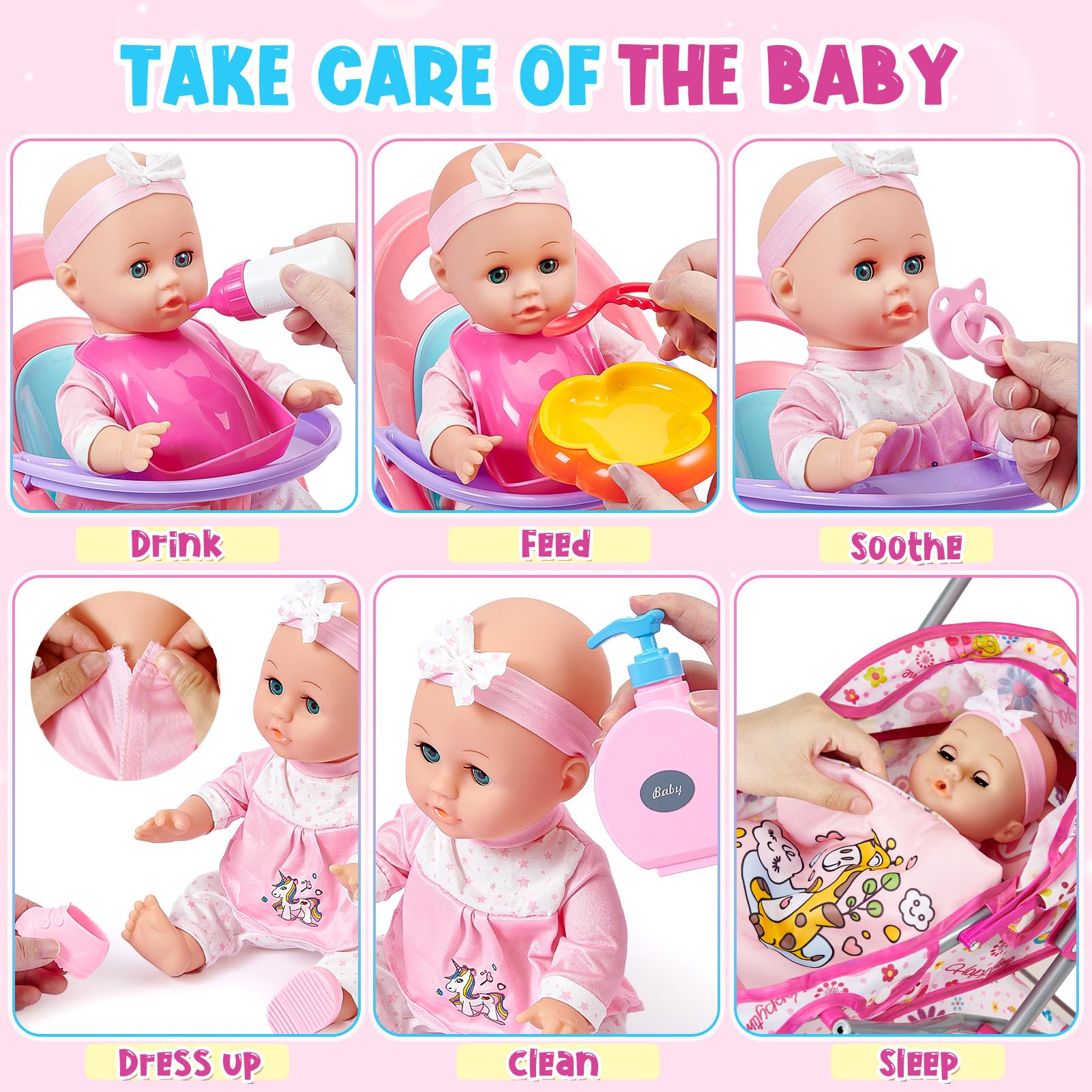 Child playing with Golray doll set during mealtime pretend play