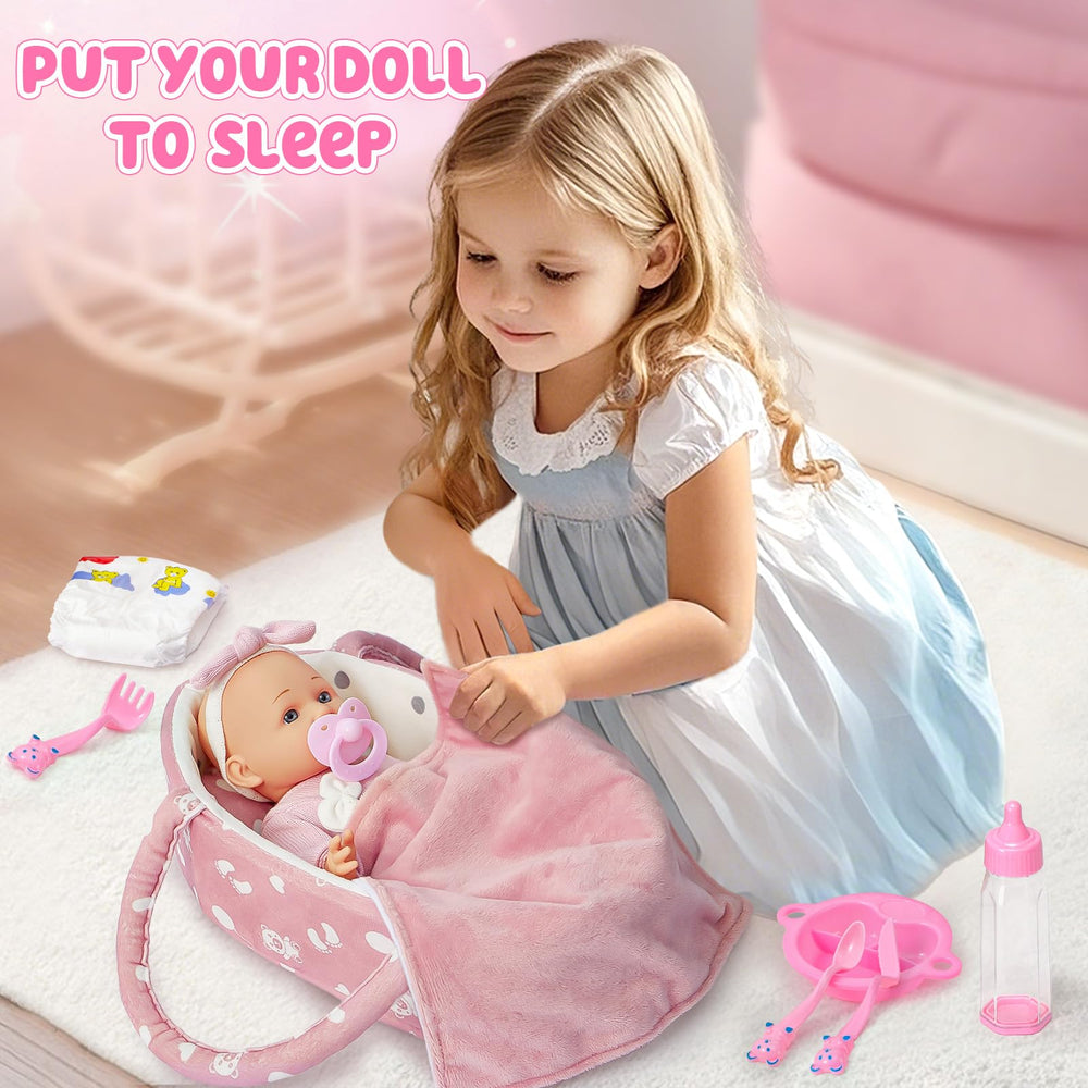 Golray doll tableware set supporting mealtime pretend play with utensils.