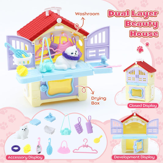 Golray dual layer beauty house for pretend grooming and dress up