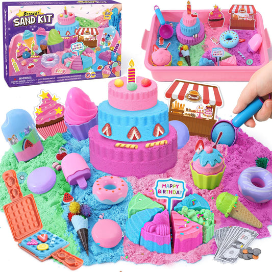 Golray ice cream sensory bin with colorful sand and dessert molds for imaginative play
