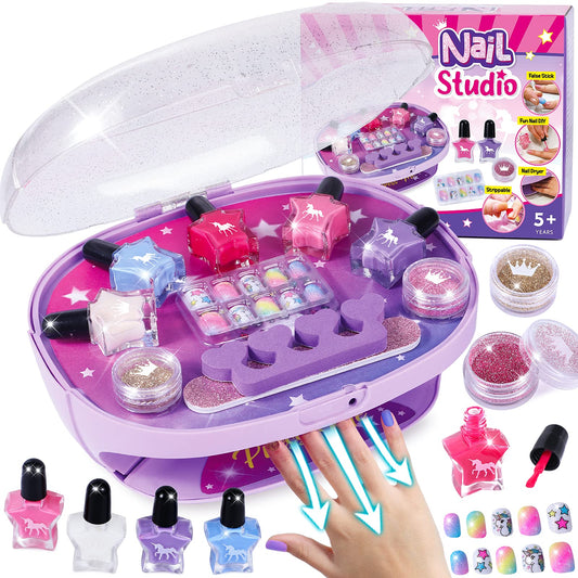 Golray kids nail polish set with dryer storage keeps supplies organized after play.