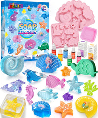 Golray Mermaid Soap Kit box showcasing contents for crafting and gifting