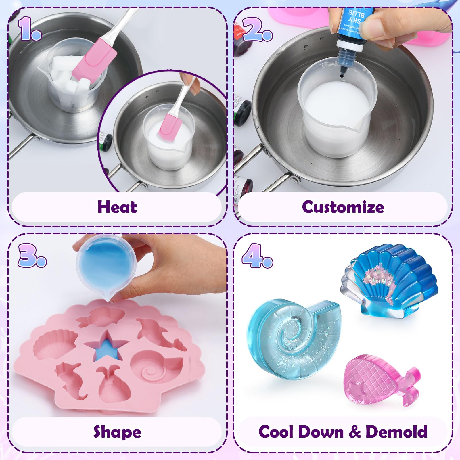 Golray pigments and glitter for bright kid friendly soap colors